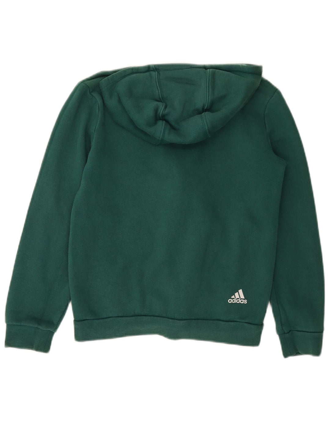 ADIDAS Boys Graphic Zip Hoodie Sweater 11-12 Years Green Cotton