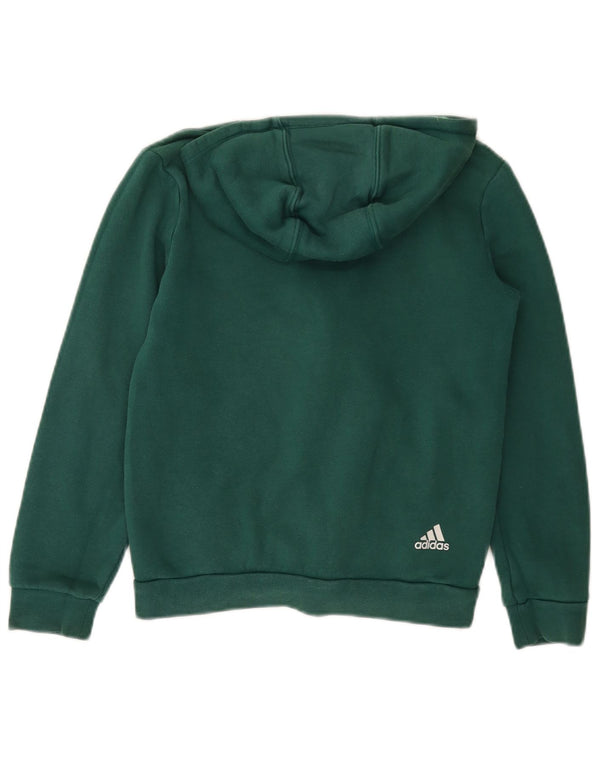 ADIDAS Boys Graphic Zip Hoodie Sweater 11-12 Years Green Cotton