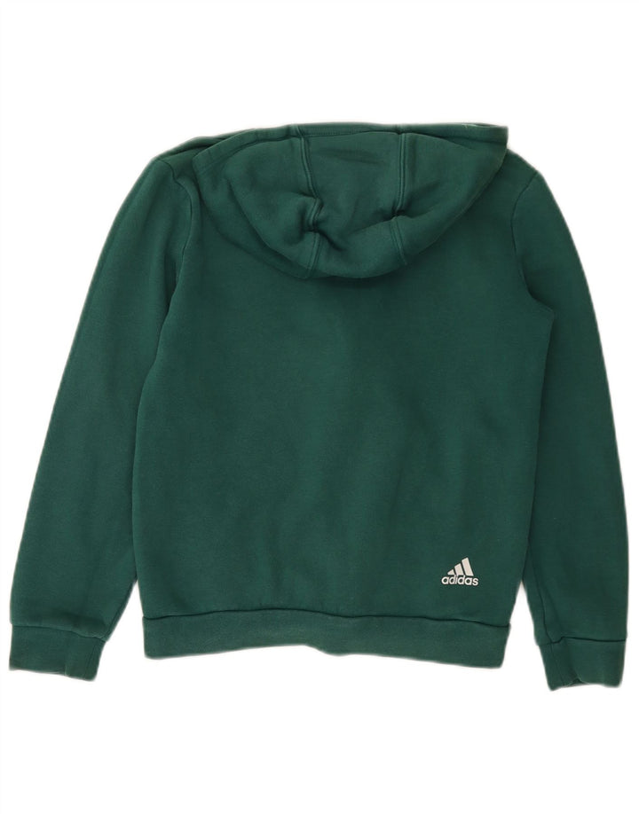 ADIDAS Boys Graphic Zip Hoodie Sweater 11-12 Years Green Cotton