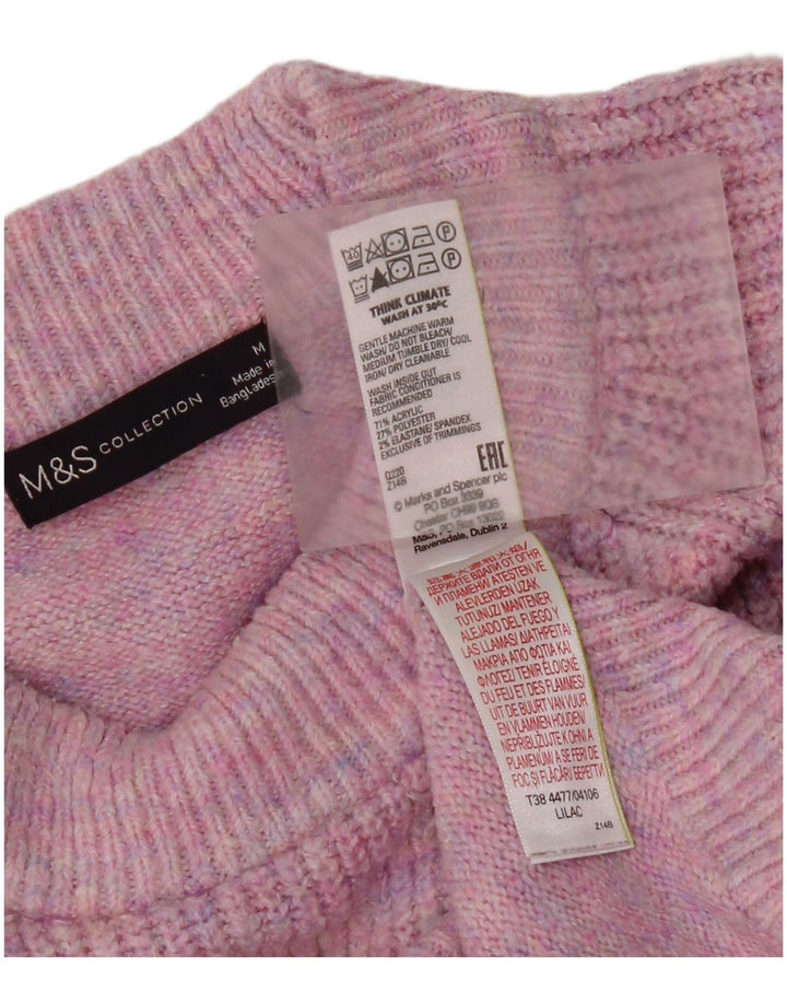 Marks & Spencer Womens Crew Neck Jumper Sweater UK 14 Medium Pink Acrylic