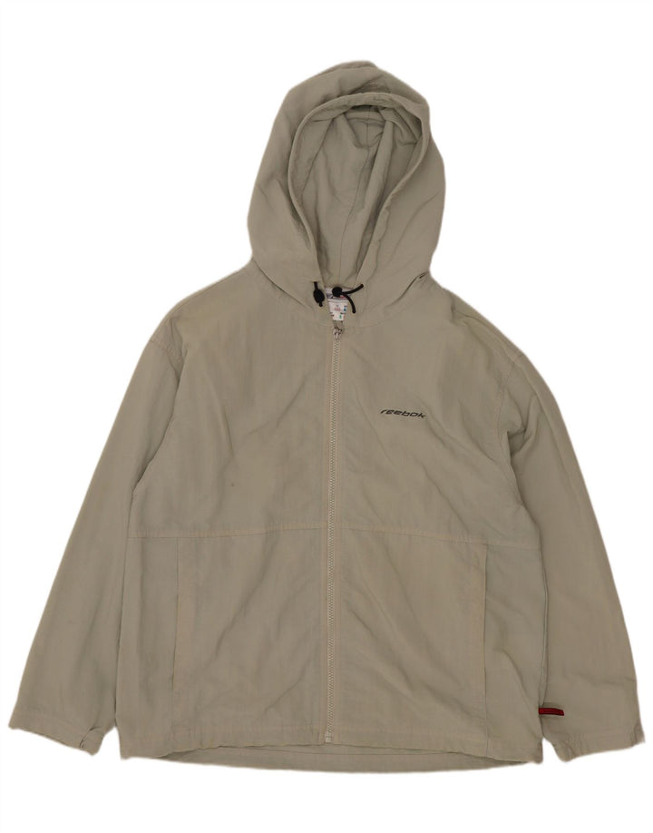 Reebok Womens Hooded Rain Jacket UK 12 Medium Beige Nylon