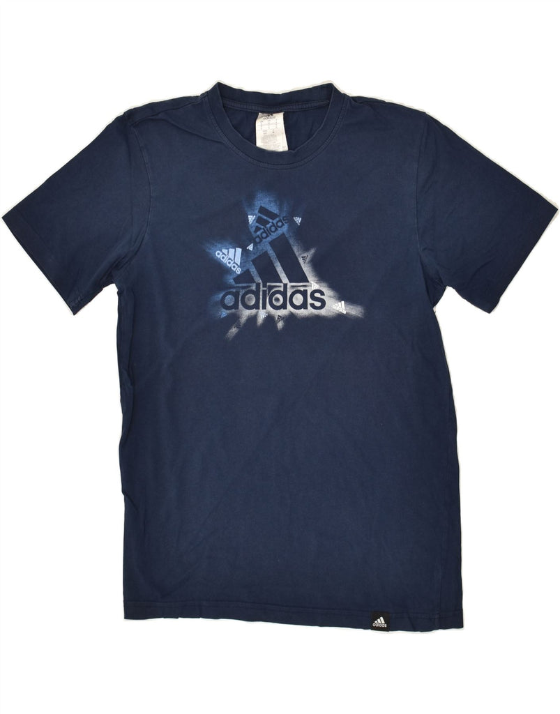 ADIDAS Mens Graphic T-Shirt Top Small Navy Blue Cotton | Vintage Adidas | Thrift | Second-Hand Adidas | Used Clothing | Messina Hembry 