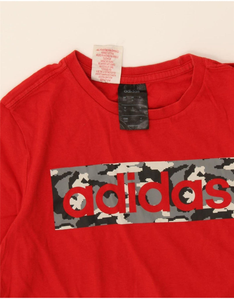 ADIDAS Boys Graphic T-Shirt Top 11-12 Years Red Cotton Vintage Adidas and Second-Hand Adidas from Messina Hembry 