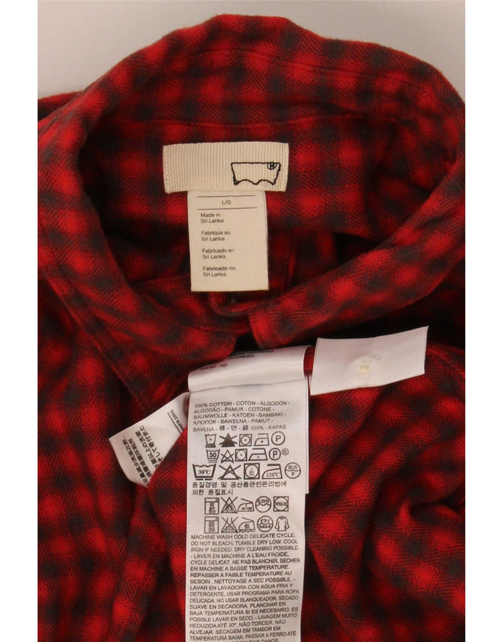 Levi's Womens Pullover Flannel Shirt UK 16 Large Red Gingham Cotton