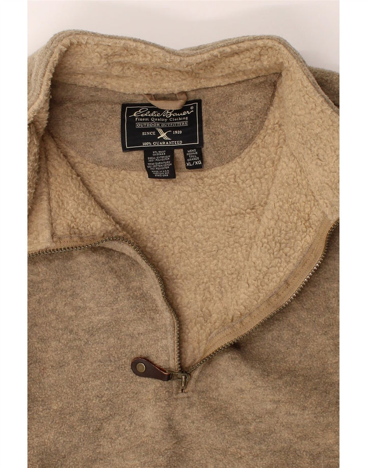 EDDIE BAUER Mens Oversized Fleece Anorak Jacket UK 42 XL Beige Polyester Vintage Eddie Bauer and Second-Hand Eddie Bauer from Messina Hembry 