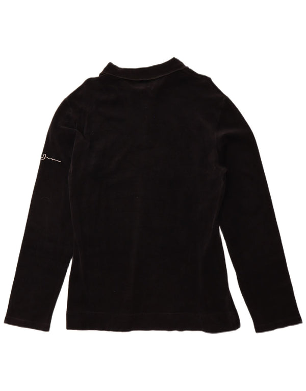 Armani Jeans Mens Long Sleeve Velvet Polo Shirt XL Black Cotton