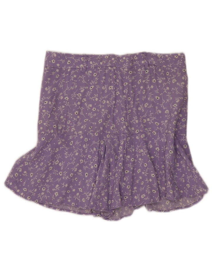 Zara Womens Mini Skirt Medium W28 Purple Floral Viscose