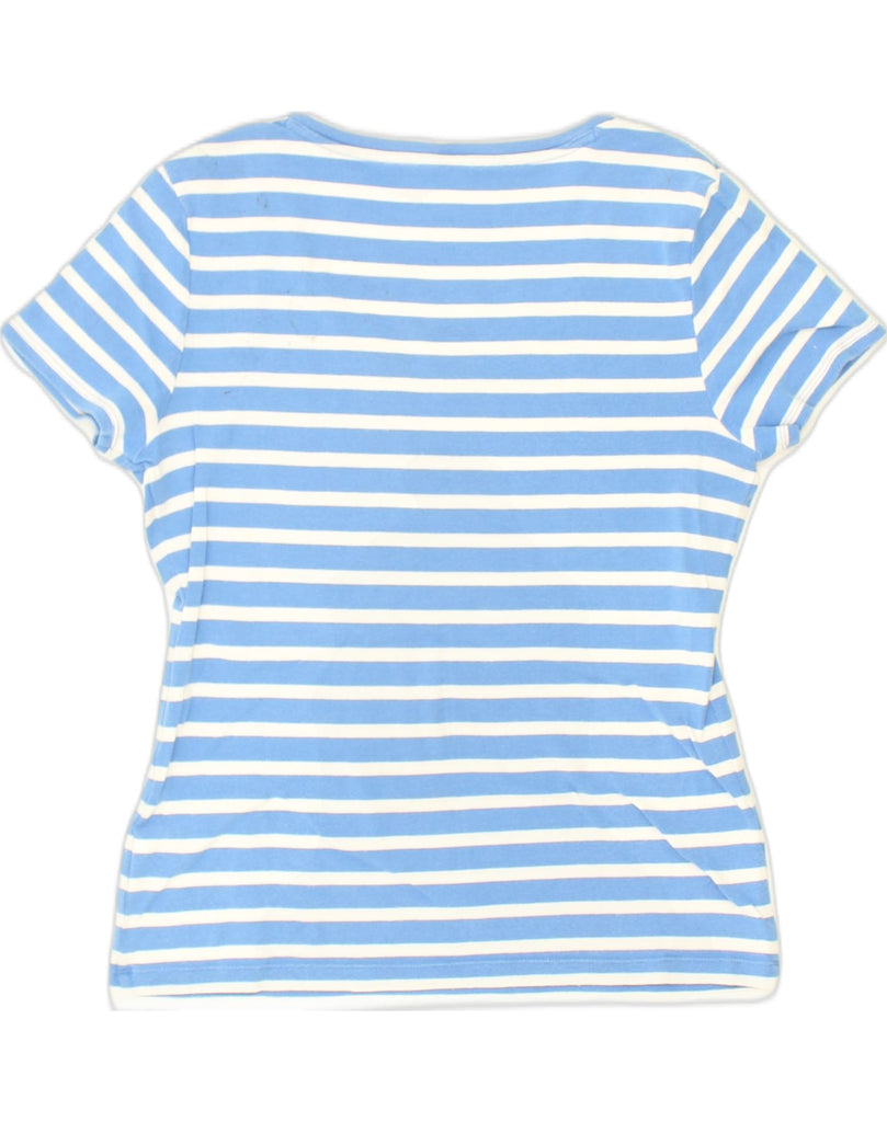 TOMMY HILFIGER Womens T-Shirt Top UK 14 Medium Blue Striped Cotton | Vintage Tommy Hilfiger | Thrift | Second-Hand Tommy Hilfiger | Used Clothing | Messina Hembry 