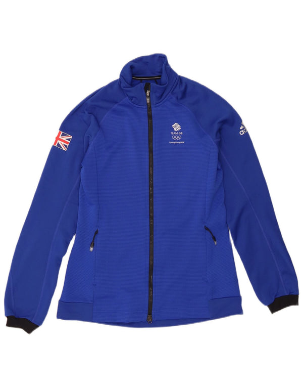 Adidas Womens Tracksuit Top Jacket UK 12 Medium  Blue Polyester