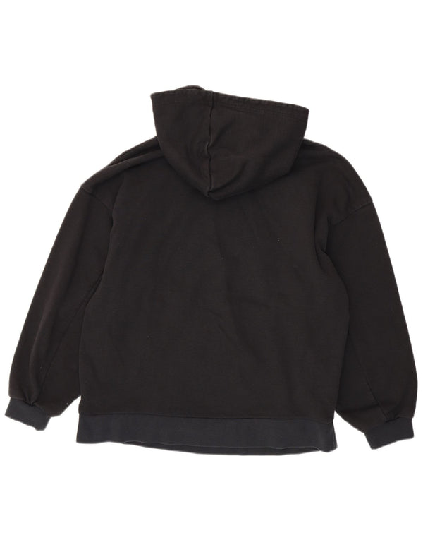 ADIDAS Womens Oversized Hoodie Jumper UK 10 Small Black Floral Cotton