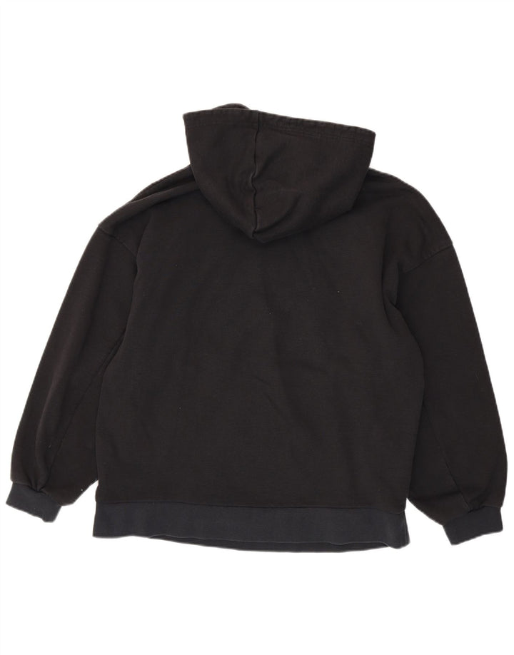 ADIDAS Womens Oversized Hoodie Jumper UK 10 Small Black Floral Cotton