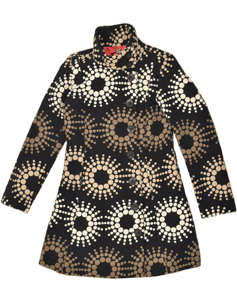 DESIGUAL Womens Overcoat EU 38 Medium Black Spotted Polyester | Vintage Desigual | Thrift | Second-Hand Desigual | Used Clothing | Messina Hembry 
