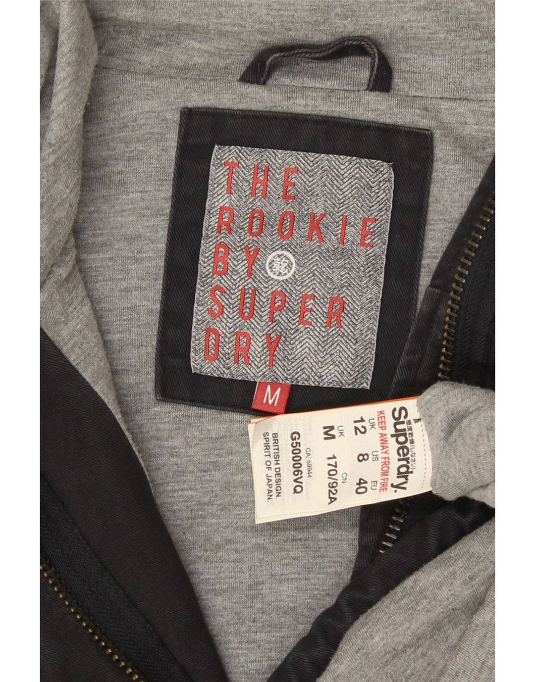 Superdry Womens Graphic Hooded Parka Jacket UK 12 Medium Navy Blue Cotton