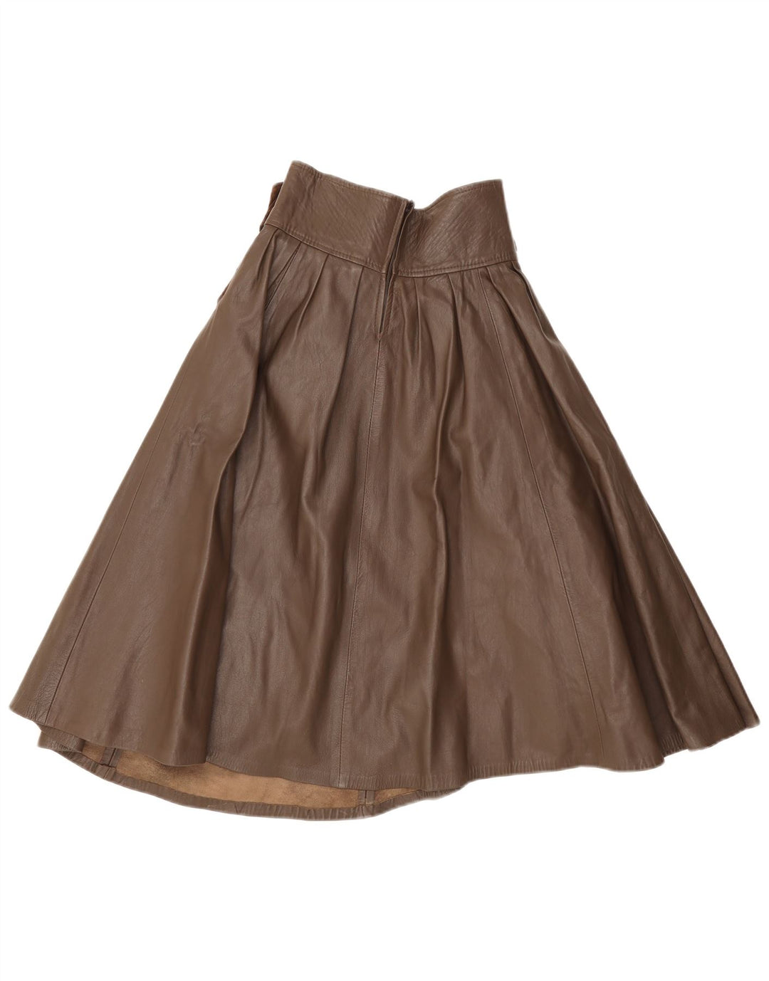 Vintage Womens Leather Flared Skirt IT 42 Medium W26 Brown