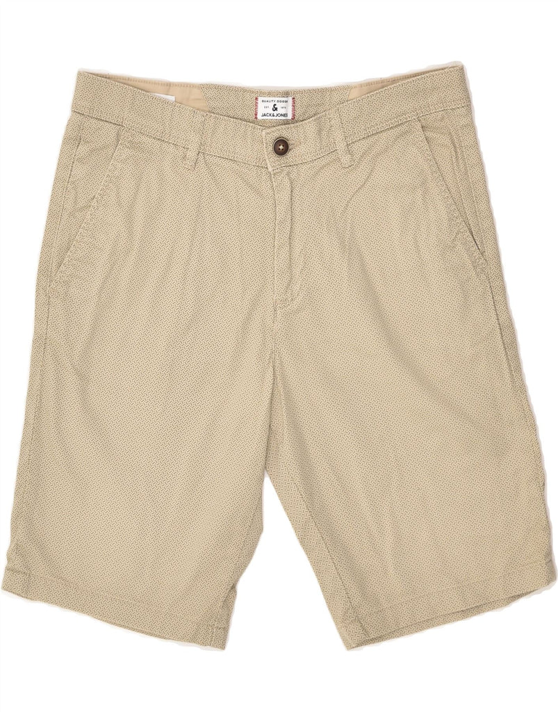 JACK & JONES Mens Casual Shorts Medium W30 Beige Geometric Cotton | Vintage Jack & Jones | Thrift | Second-Hand Jack & Jones | Used Clothing | Messina Hembry 