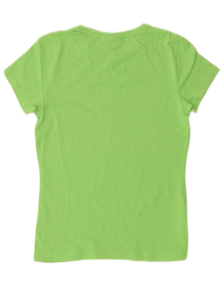 PUMA Womens Graphic T-Shirt Top UK 12 Medium Green Cotton