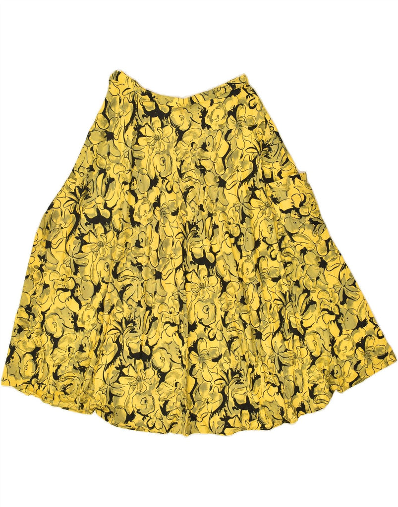 VINTAGE Womens A-Line Skirt W28 Medium Yellow Floral | Vintage Vintage | Thrift | Second-Hand Vintage | Used Clothing | Messina Hembry 