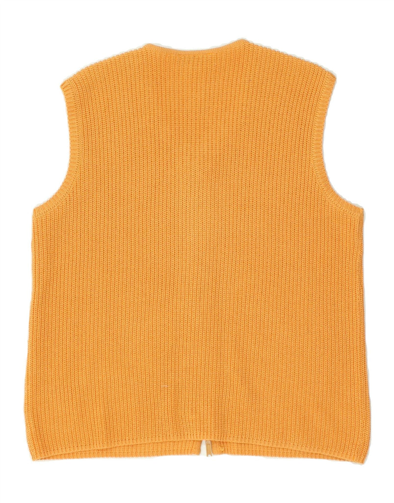 VINTAGE Womens Sleeveless Cardigan Sweater UK 16 Large Yellow Cotton | Vintage Vintage | Thrift | Second-Hand Vintage | Used Clothing | Messina Hembry 