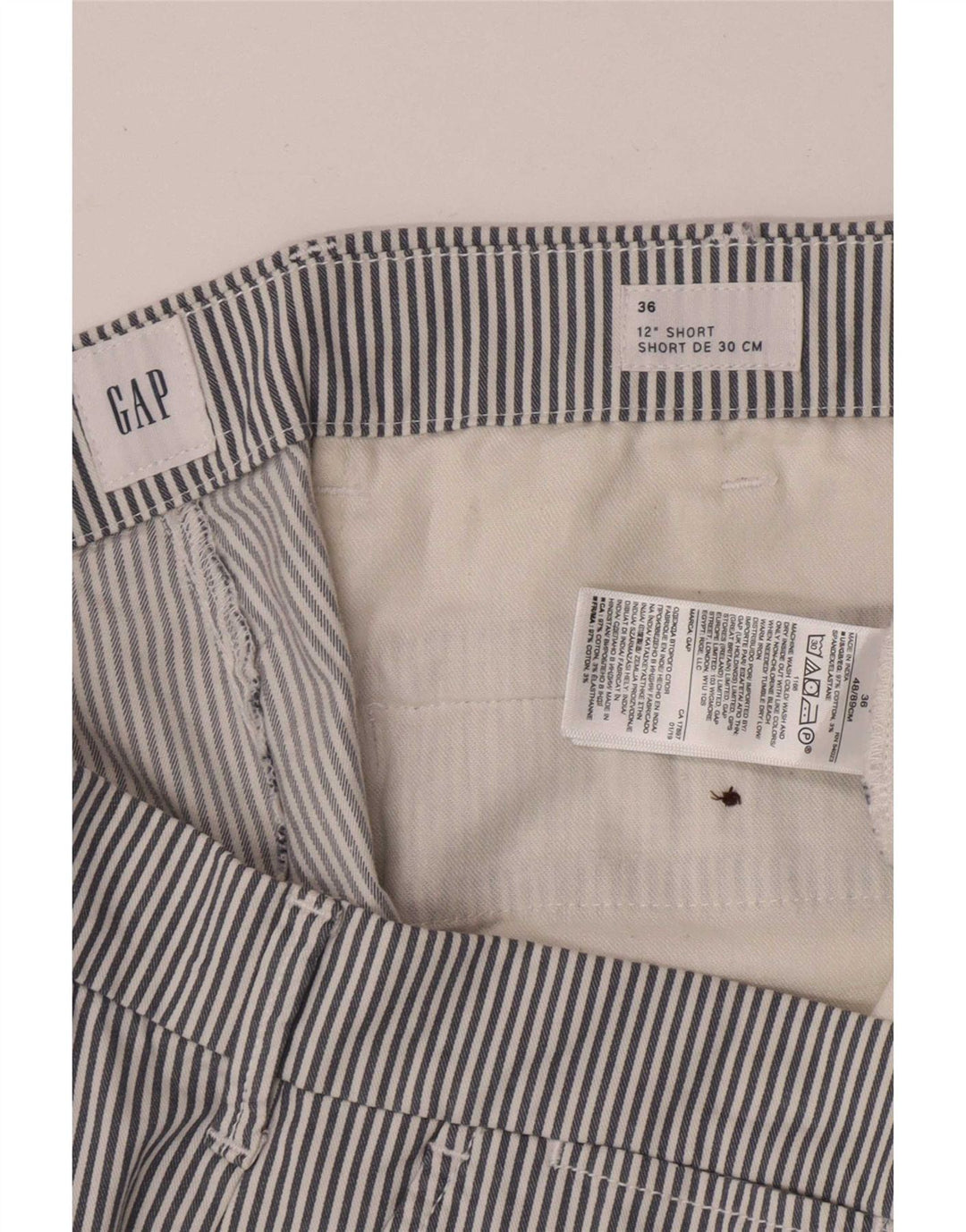 Gap Mens Chino Shorts W36 Large Blue Striped Cotton