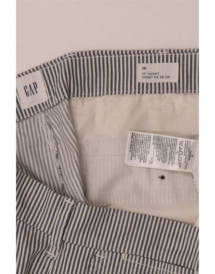 Gap Mens Chino Shorts W36 Large Blue Striped Cotton