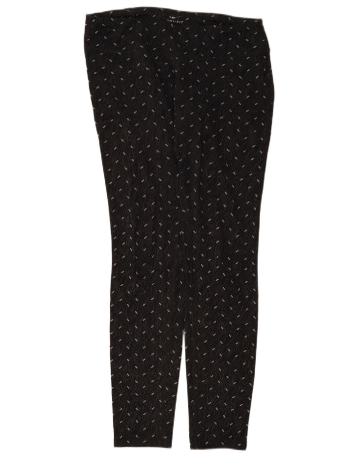 Nike Womens Dri Fit Leggings UK 14 Large Black Spotted