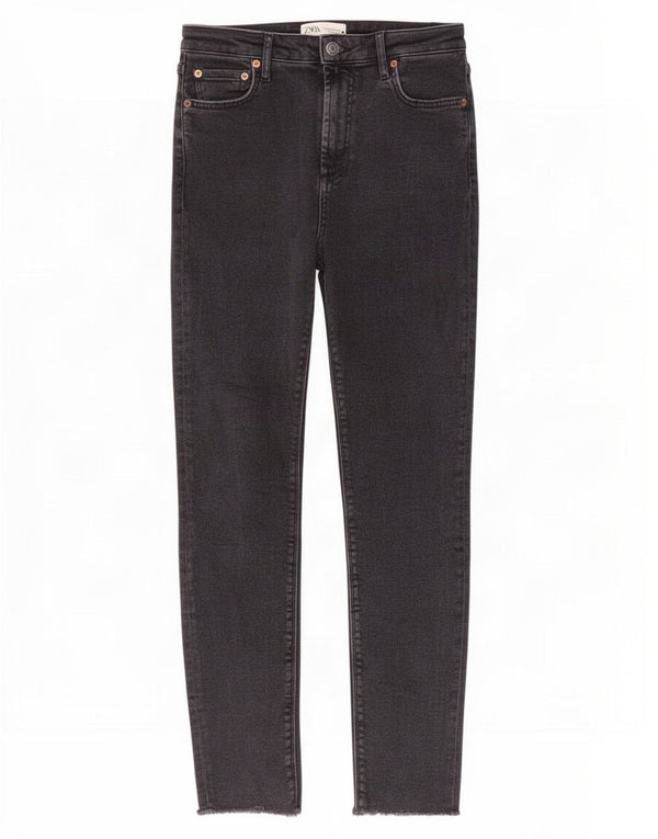 Zara Womens High Waist Skinny Jeans EU 38 Small W28 L29 Black Cotton