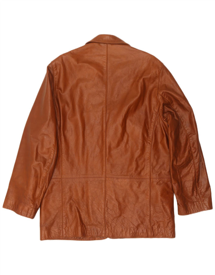 Union River Mens 3 Button Leather Blazer Jacket EU 48/50 Medium Brown