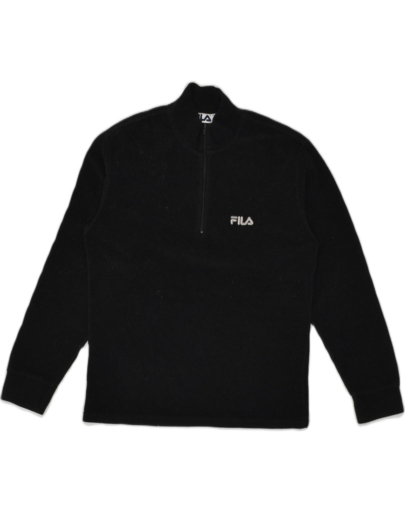 FILA Mens Zip Neck Fleece Jumper XS Black Polyester | Vintage Fila | Thrift | Second-Hand Fila | Used Clothing | Messina Hembry 