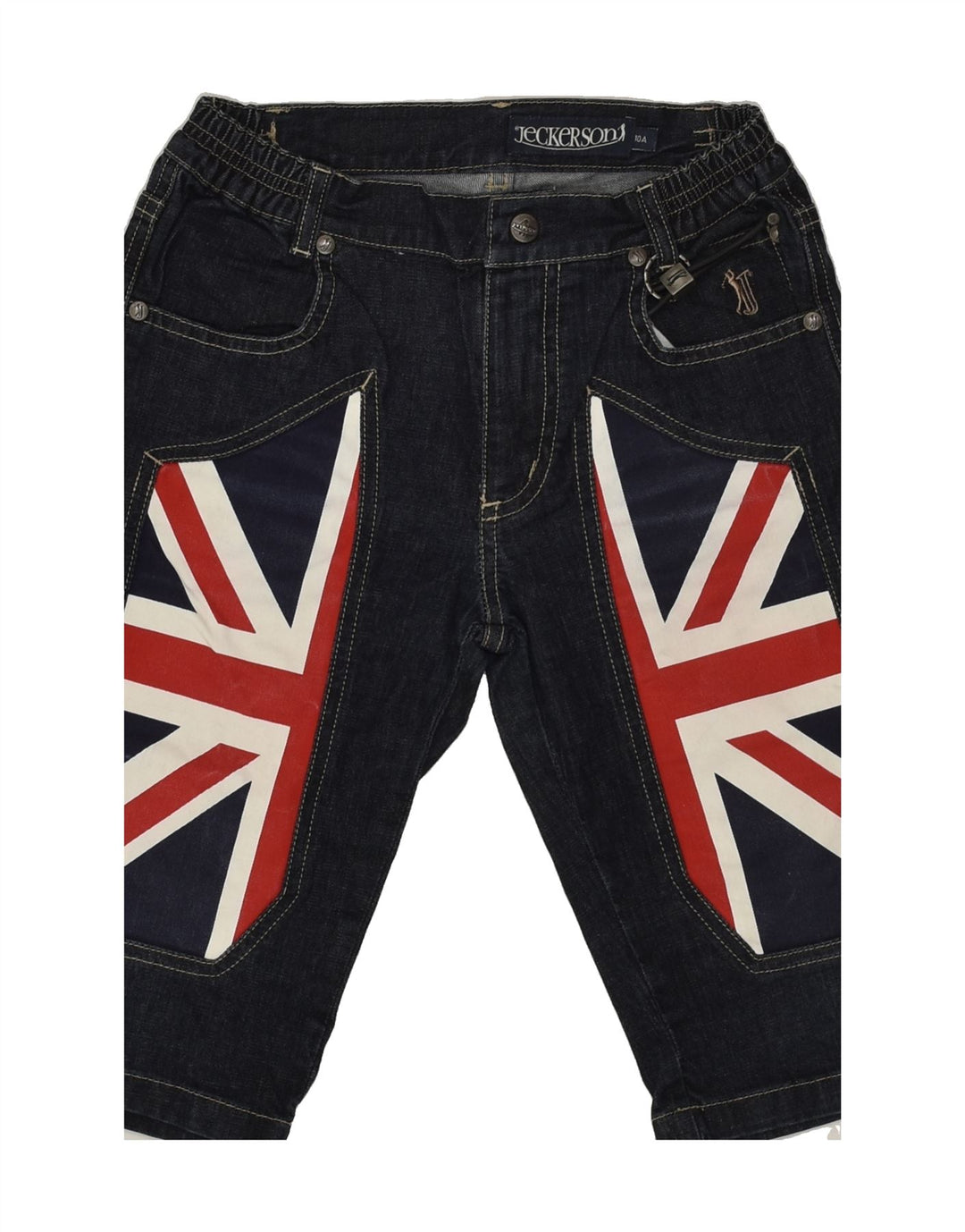 JECKERSON Boys Denim Bermuda Shorts 9-10 Years W22 Navy Blue Patchwork | Vintage Jeckerson | Thrift | Second-Hand Jeckerson | Used Clothing | Messina Hembry 