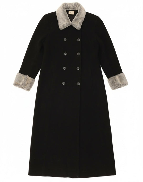 Pimkie Womens Double Breasted Coat IT 44 Medium Black Wool