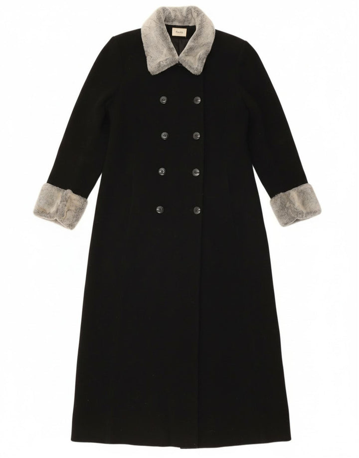 Pimkie Womens Double Breasted Coat IT 44 Medium Black Wool