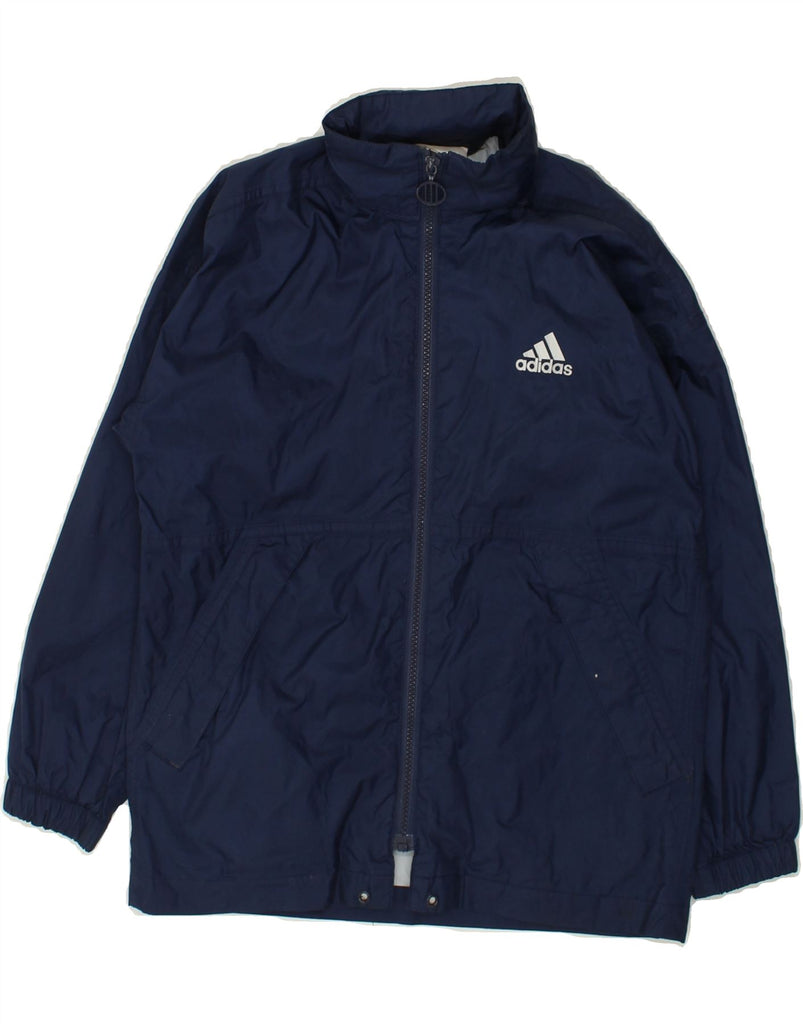 ADIDAS Boys Hooded Rain Jacket 9-10 Years Navy Blue | Vintage Adidas | Thrift | Second-Hand Adidas | Used Clothing | Messina Hembry 