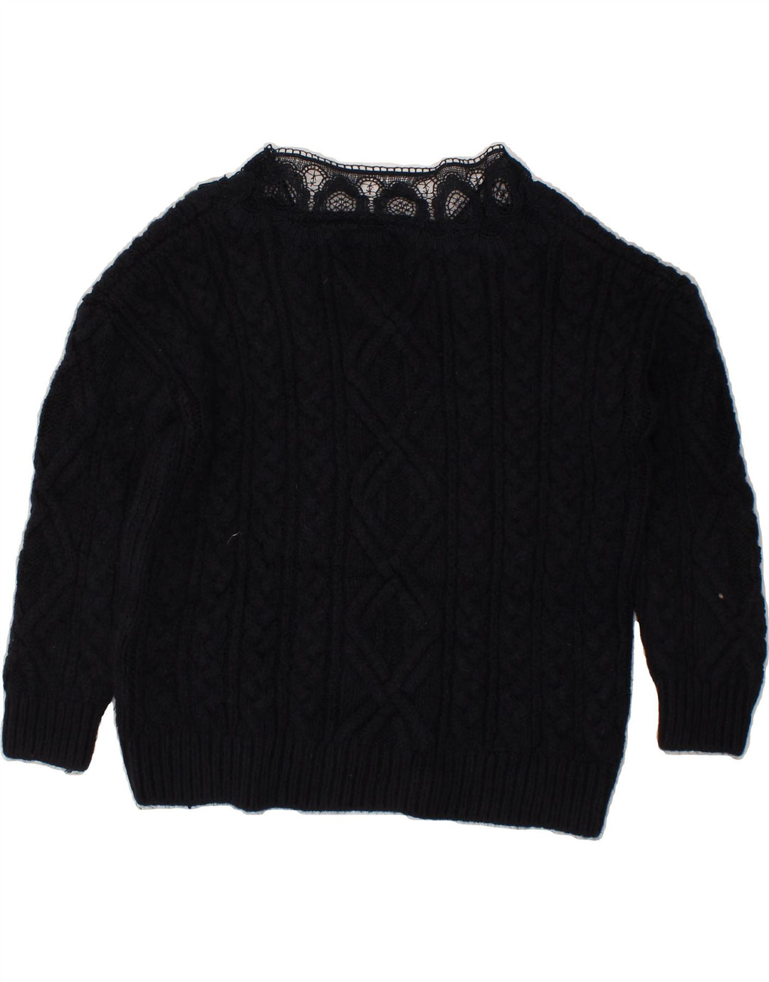 SUPERDRY Womens V-Neck Jumper Sweater UK 12 Medium Navy Blue Acrylic Vintage Superdry and Second-Hand Superdry from Messina Hembry 
