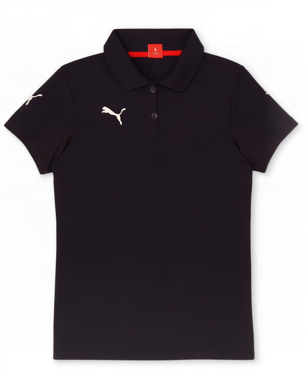 Puma Womens Graphic Polo Shirt UK 12 Medium Navy Blue Polyester