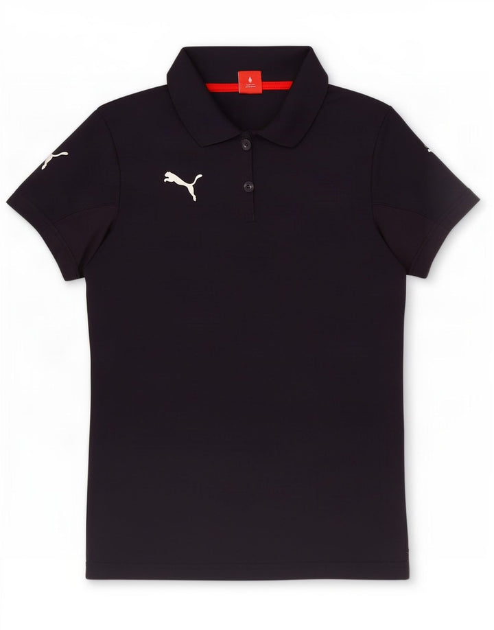 Puma Womens Graphic Polo Shirt UK 12 Medium Navy Blue Polyester
