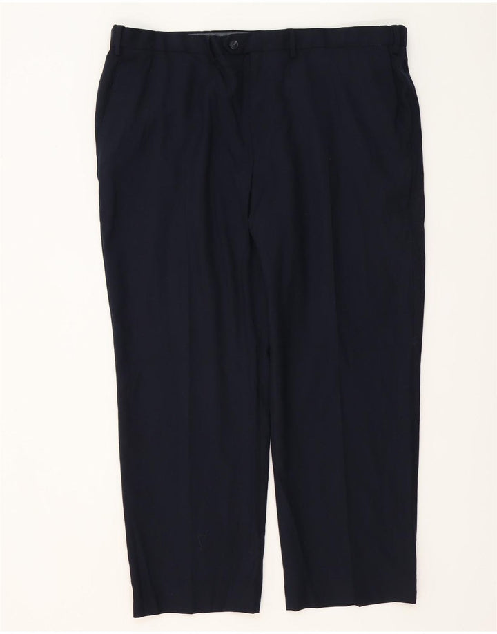 MARKS & SPENCER Mens Regular Fit Suit Trousers W42 L29 Navy Blue Wool