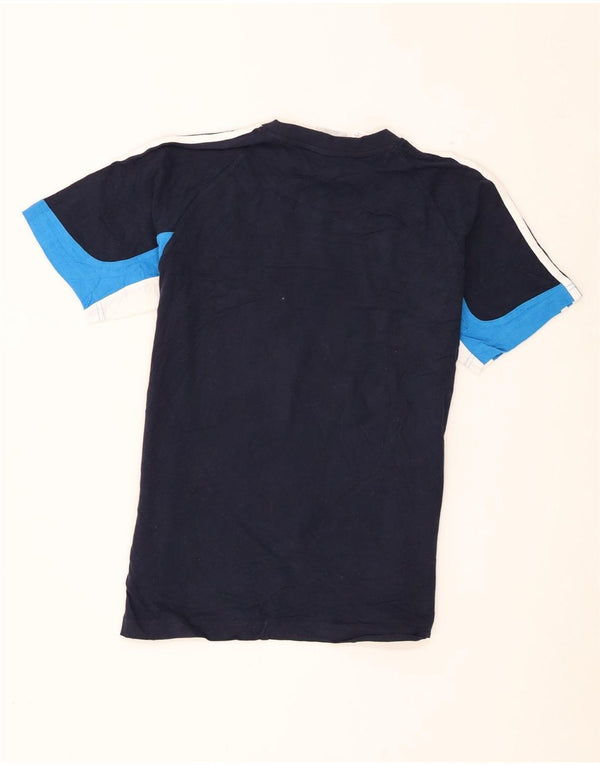Adidas Boys T-Shirt Top 15-16 Years Navy Blue Colourblock Cotton