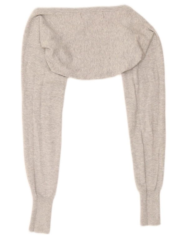 Zara Womens Bolero Cardigan Sweater UK 12 Medium Grey Cotton