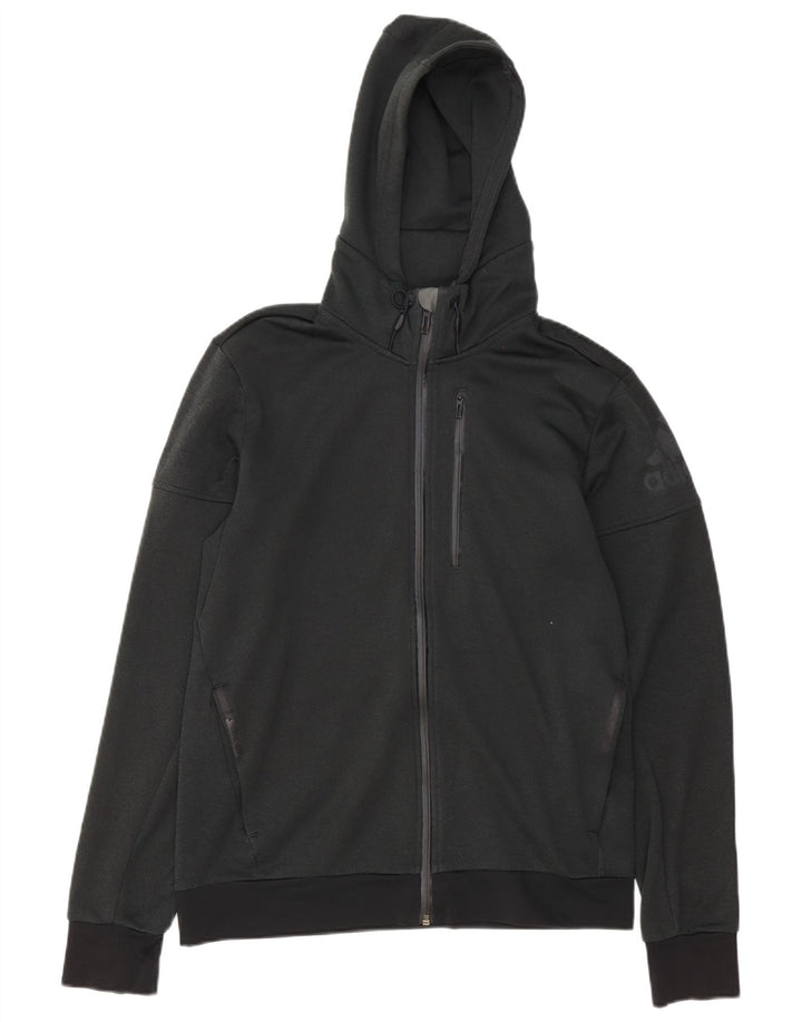 Adidas Mens Zip Hoodie Sweater Medium Black Polyester