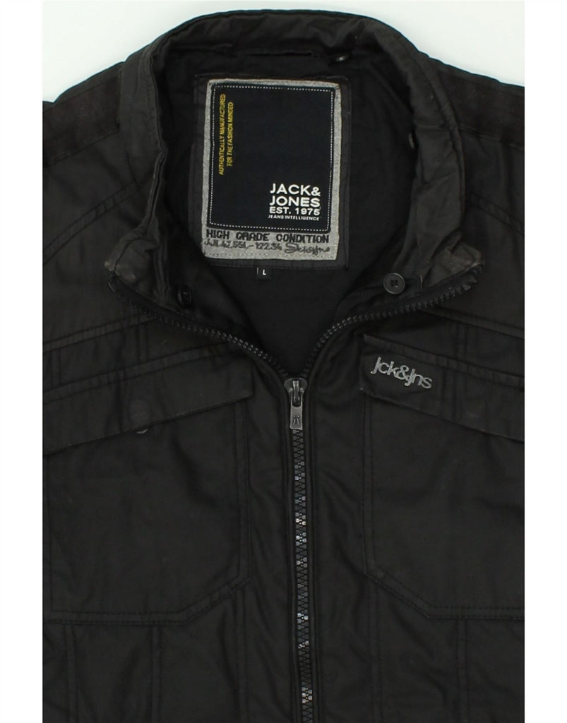 JACK & JONES Mens Utility Jacket UK 40 Large Black Cotton | Vintage Jack & Jones | Thrift | Second-Hand Jack & Jones | Used Clothing | Messina Hembry 