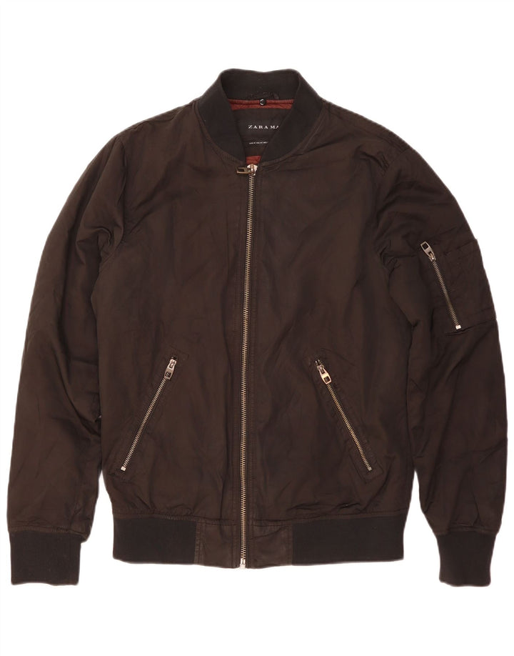 Zara Mens Bomber Jacket UK 38 Medium Black Colourblock Polyester