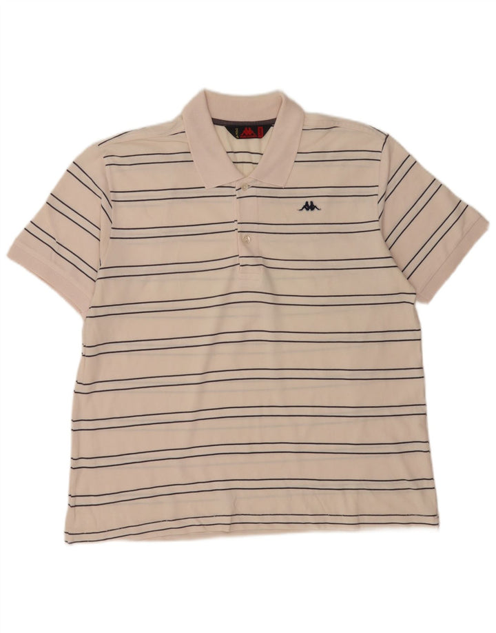 Kappa Mens Polo Shirt Large Pink Striped