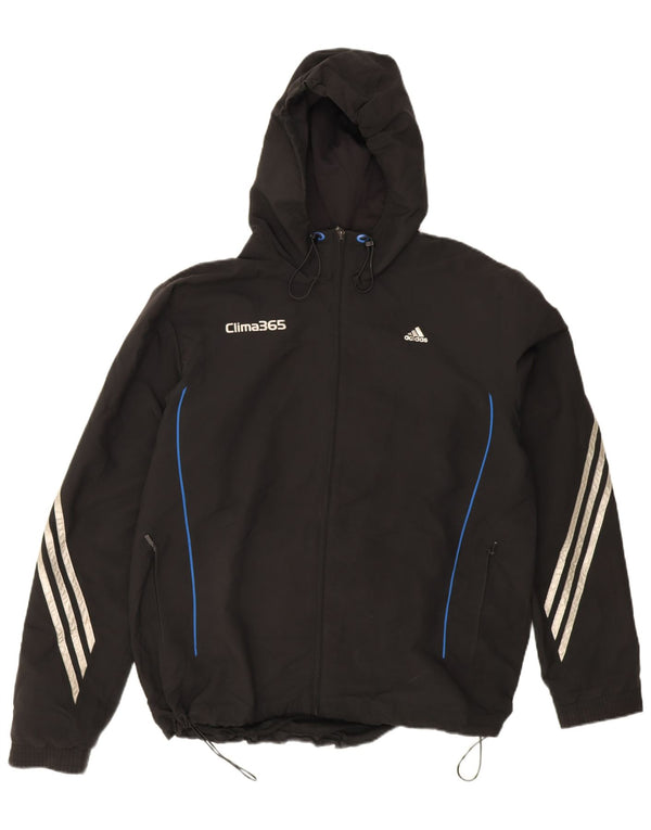 Adidas Mens Clima 365 Hooded Rain Jacket UK 42 XL Black Polyester