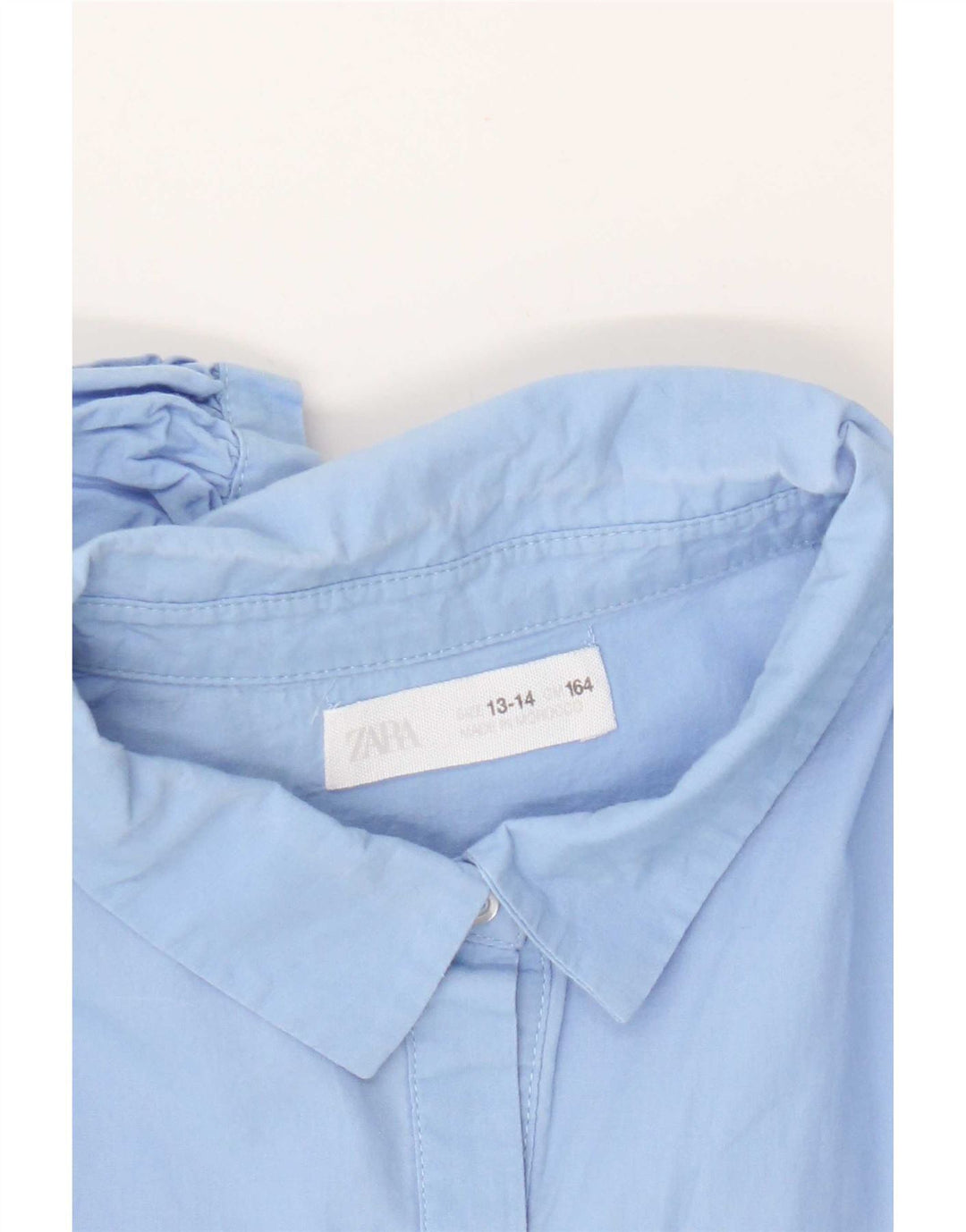 Zara Girls Ruffle Front Shirt Blouse 13-14 Years Blue