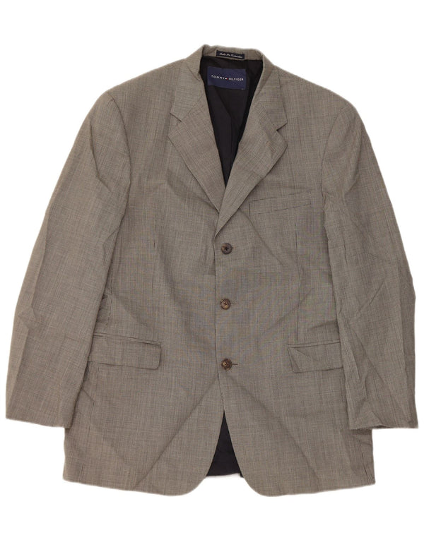 Tommy Hilfiger Mens 3 Button Blazer Jacket UK 40 Large Grey Houndstooth