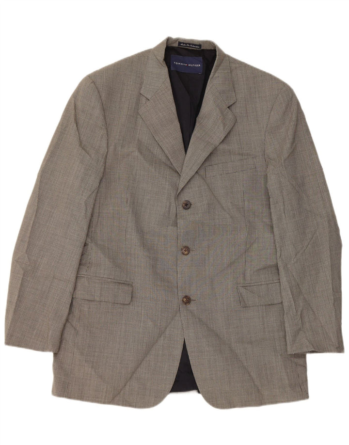 Tommy Hilfiger Mens 3 Button Blazer Jacket UK 40 Large Grey Houndstooth