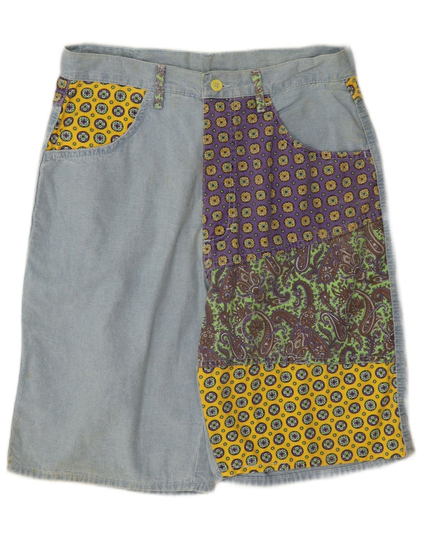 Fordocks Mens Bermuda Shorts IT 46 Small W30 Blue Patchwork Cotton