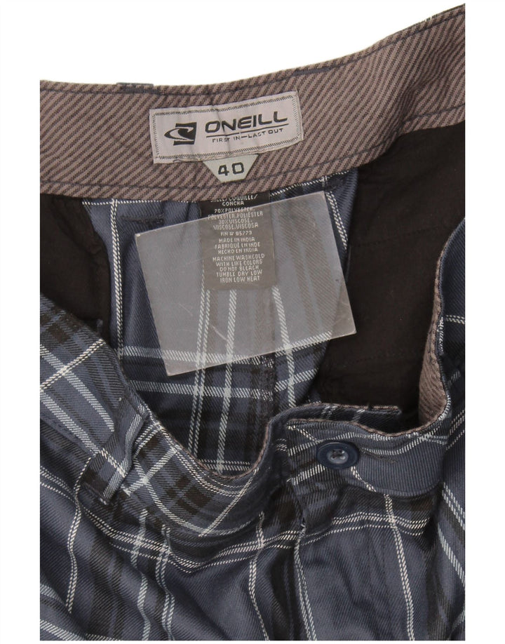 O'Neill Mens Chino Shorts W40 XL Navy Blue Plaid Polyester