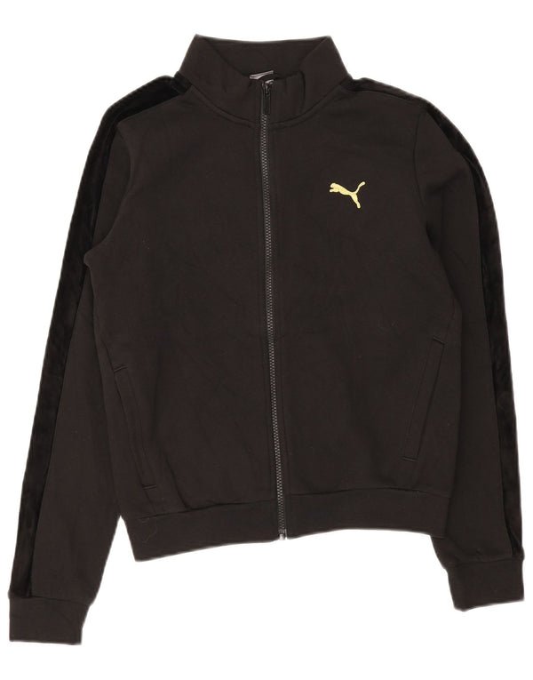 Puma Womens Graphic Tracksuit Top Jacket UK 6 XS Black Colourblock Cotton