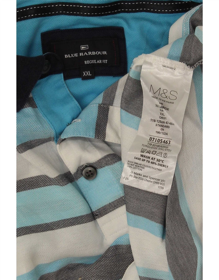 Marks & Spencer Mens Blue Harbour Polo Shirt 2XL Multicoloured Striped